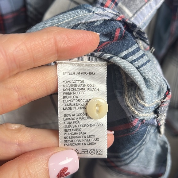 Jeffrey Max Long Sleeve Plaid Pearl Snap Button Down Cotton Shirt Size XL - Picture 7 of 9